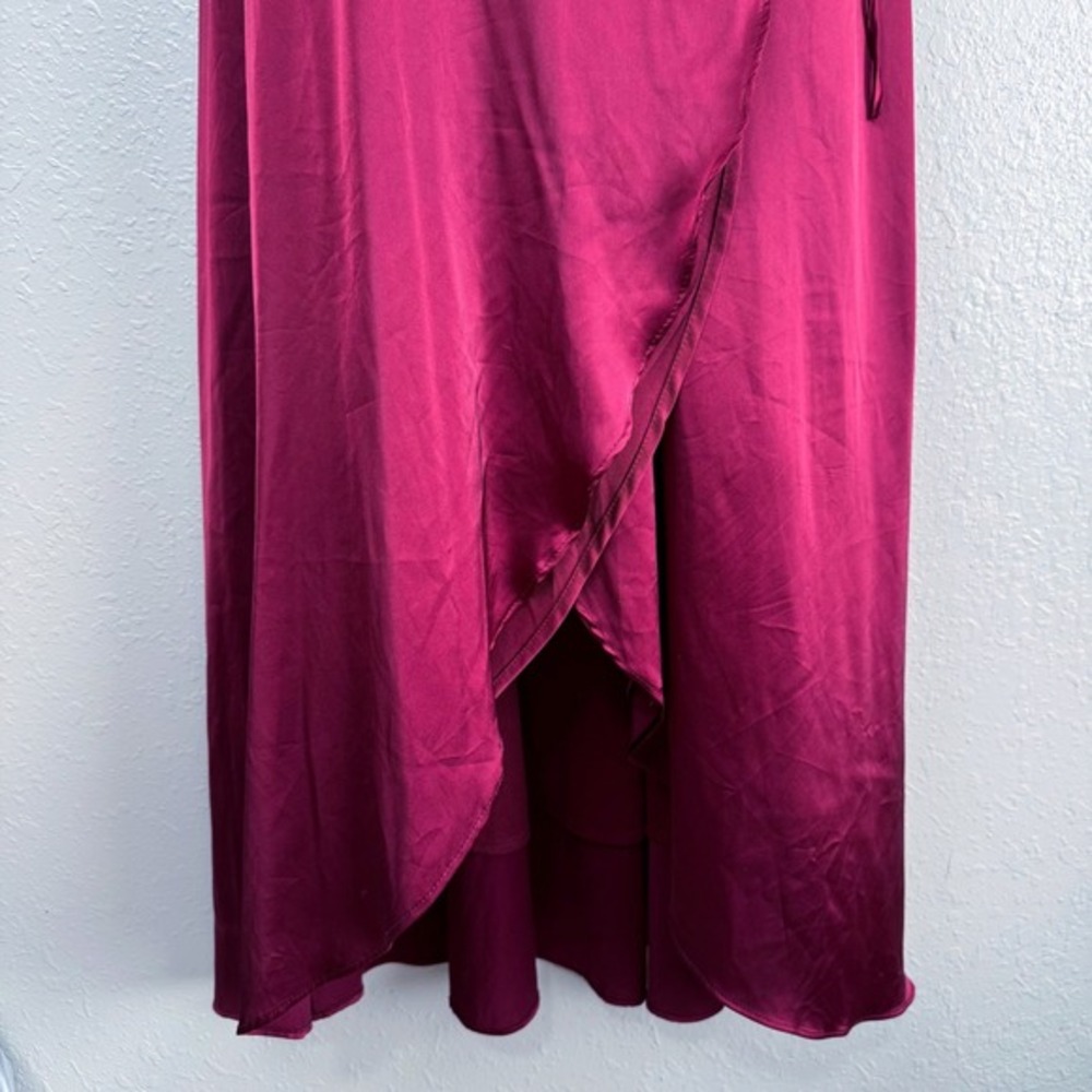 Baltic Born Burgundy Vera Satin Wrap Maxi Dress Short Sleeve burgundy Formal M - Picture 5 of 9